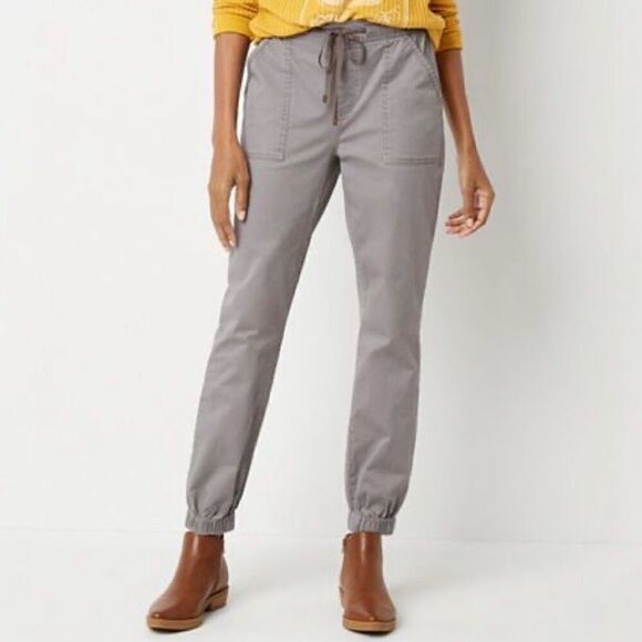 Frye And Co Mid Rise Jogger Pant Elastic Waist Storm Cloud Grey Women Large NWT - Picture 1 of 9